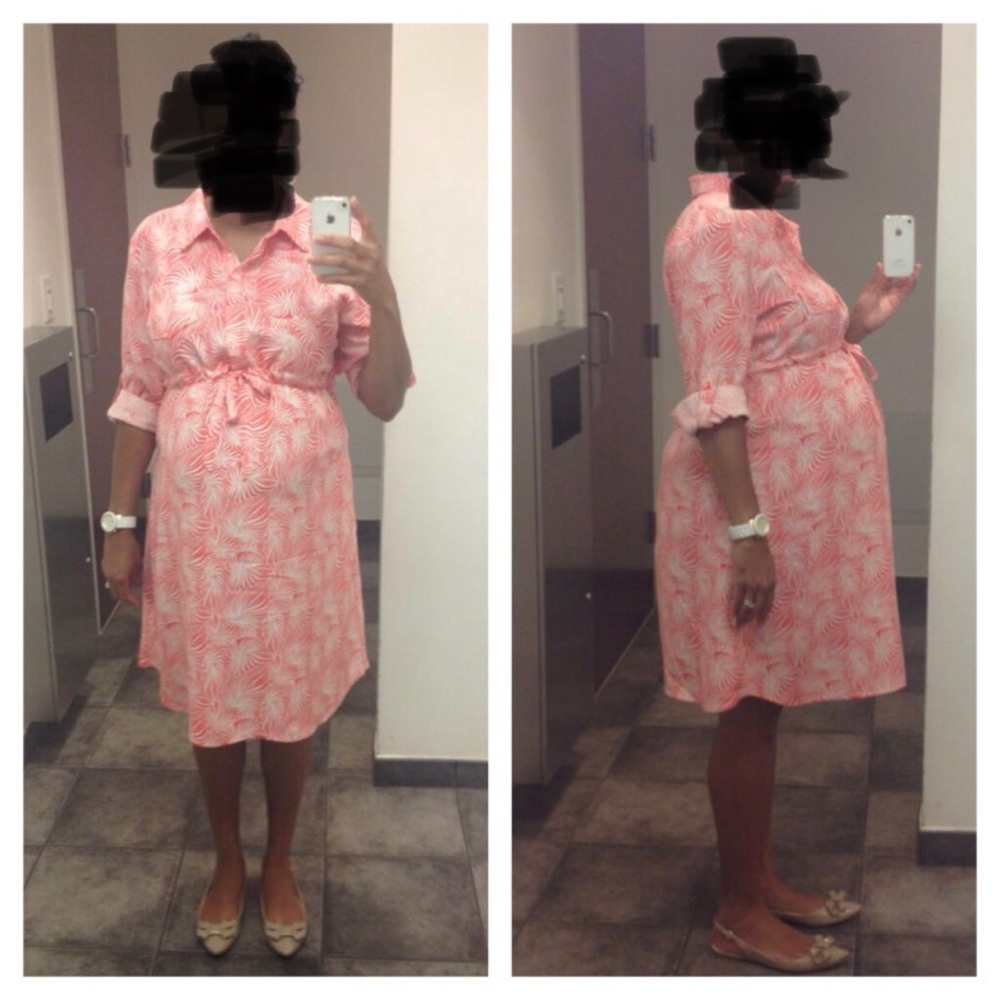 Coral palm print Gap maternity dress